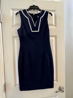 Tommy Hilfiger Navy Sheath Dress with White Trim